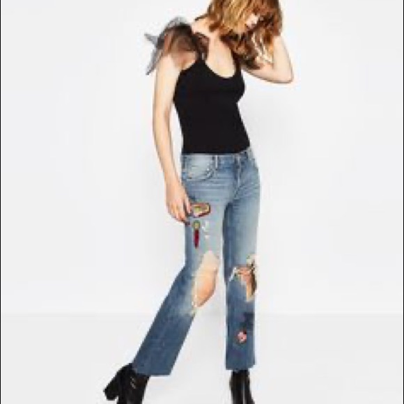 ZARA T-SHIRT WITH SHORT TULLE SLEEVES - Picture 4 of 7